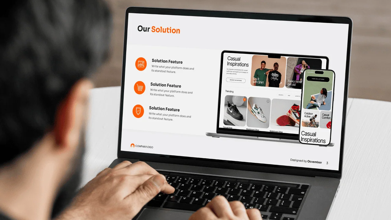 The screen displaying a solution slide