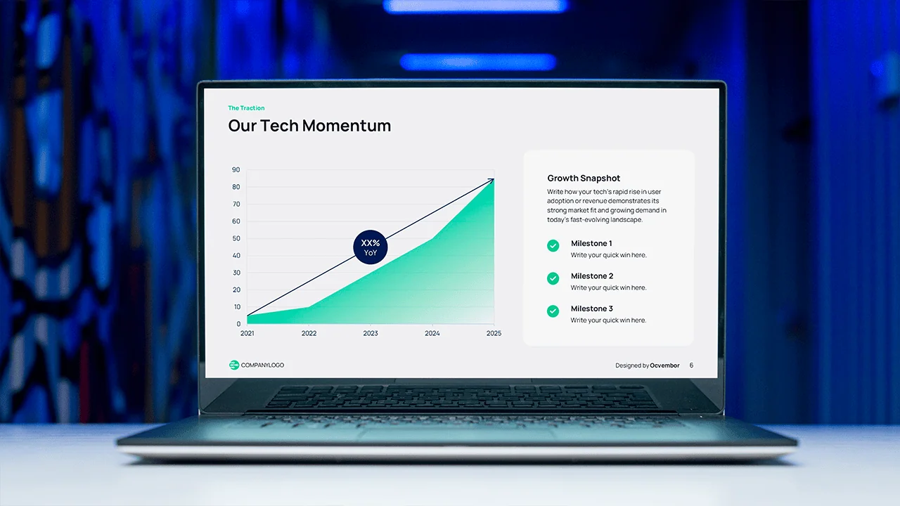 Traction metrics in tech pitch deck